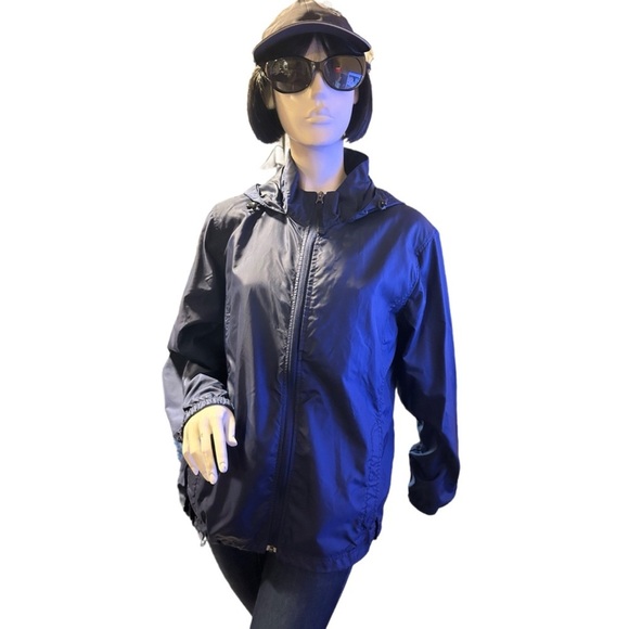 L.L Bean Hooded Navy Blue Rain Jacket, Size L - Picture 1 of 6